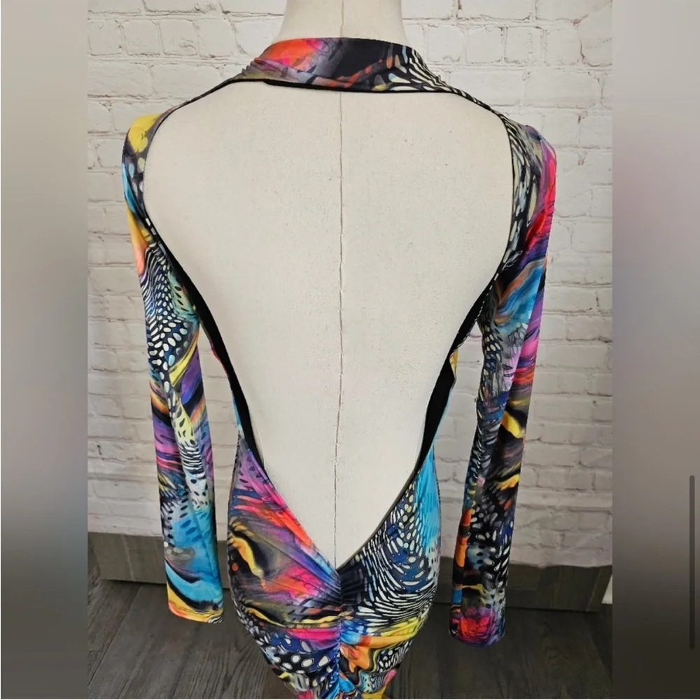Savee Couture Open Back Ruched Mini Dress - Picture 4 of 5